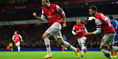 Video: Nicklas Bendtner scores a very earl goal for Arsenal
