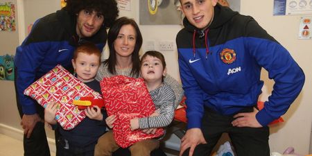 Pics: Some heartwarming moments as Manchester United players visit children’s hospital