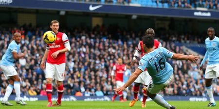 Video: Cracking Sergio Aguero volley opens scoring for Manchester City against Arsenal