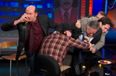 Watch as the cast of Anchorman 2 hilariously attack Jon Stewart and destroy his precious Daily Show set