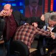 Watch as the cast of Anchorman 2 hilariously attack Jon Stewart and destroy his precious Daily Show set