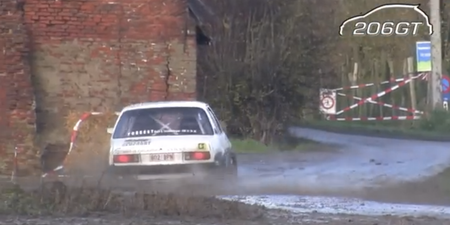 Video: Rally car meets an unfortunate end in a barn wall