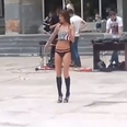Video: Russian street performer interrupted by unlikely dance-off opponent