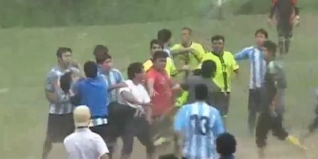 Video: Unbelievable brawl at an amateur football game in Chile ends in manager firing gunshots