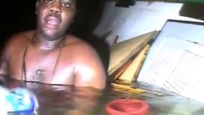 Man alive! Incredible footage of the moment man is found alive in sunken ship