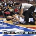 Video: These two basketball players had a pretty decent wrestling match on the court