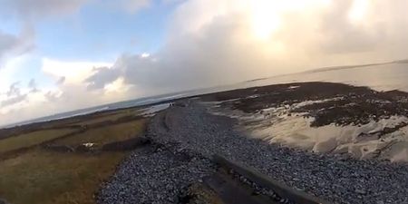 Video: The extent of the storm damage to one road on the Aran Islands