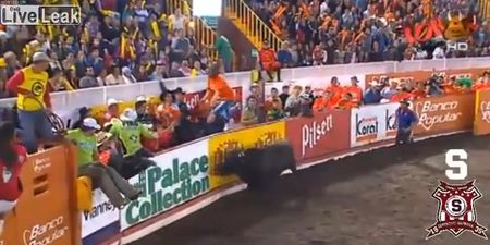 Video: Incredible footage of woman sent flying into the crowd by bull at a rodeo