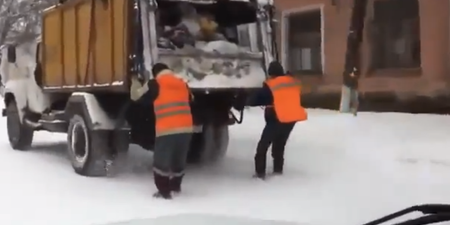 Video: Russian bin men get a little creative at work
