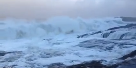 Video: Cork men capture close call on camera after wave knocks them off their feet