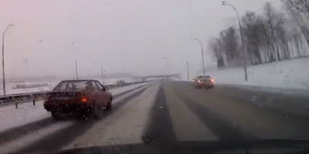 Video: Impatient driver pays the price on icy road