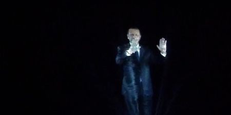 Video: Turkish Prime Minister delivers a speech as a giant hologram