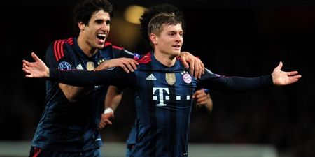 Vine: Kroos missile; Toni puts Bayern in driving seat against Arsenal with a rasper