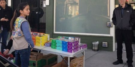 13-year-old girl scout sells cookies outside marijuana dispensary