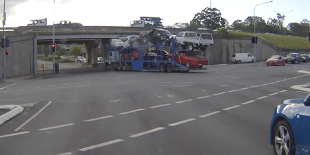 Video: Aussie driver provides great in-car commentary following truck crash