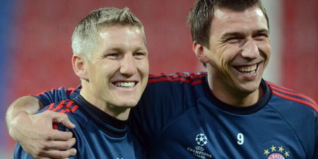 Video: Ouch! Mandzukic nails Schweinsteiger with a two footer in Bayern training