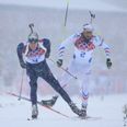 GIF: Premature celebration nearly costs Norwegian biathlete dearly at the Winter Olympics