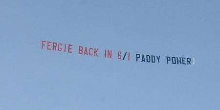 Pic: Paddy Power fly their own banner over Old Trafford today