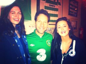 Pic: Paul Rudd wearing an Ireland jersey in Killybegs during celeb-filled stag party