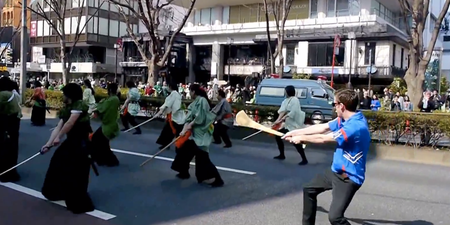 Video: An Irishman with a hurl made a surprise appearance in Tokyo’s St. Patrick’s Day parade