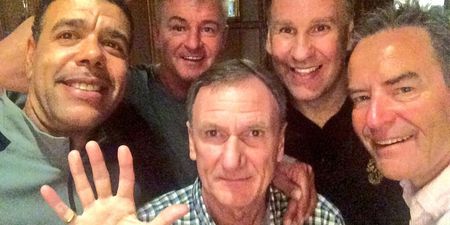Pic: The Soccer Saturday lads recreate the Oscars selfie with Phil Thompson front and centre
