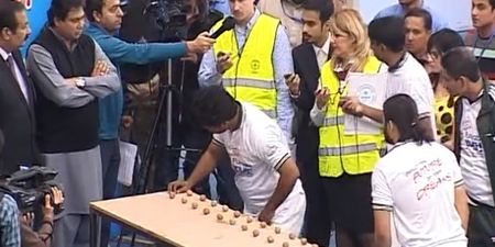 Video: Nuts! Man breaks 155 walnuts with his head for a new world record