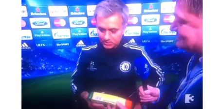 Vine: TV3’s Trevor Welch gave Jose Mourinho a packet of custard creams after their post-match interview