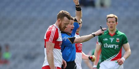 Video: Fergal Doherty sees red for this clash with Aidan O’Shea in National League semi-final