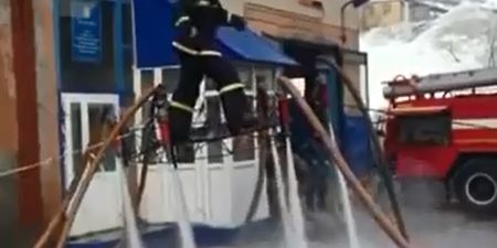 Video: Russian firefighters use several fire hoses to create deadly makeshift hovercraft