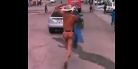 Video: Husband catches his wife in the act with another man and chases naked cheater down the street