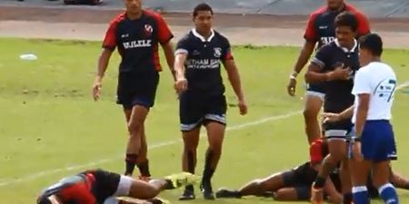 Video: Samoan rugby player guilty of one of the worst pieces of play-acting you’ll ever see