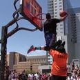 Video: Check out this amazing between-the-legs slam from a dunk contest this weekend