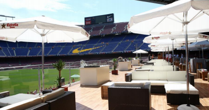 Pic: Barcelona open a pitch-side café at the Nou Camp for the summer