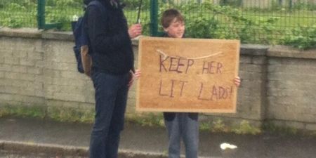 Pic of the day: The best sign ever as the Giro d’Italia passes through Cushendall in Co. Antrim