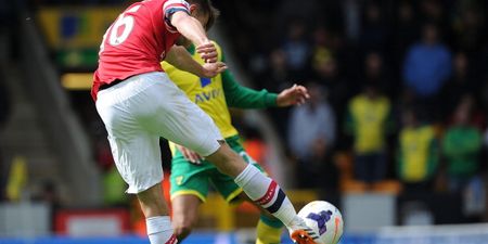 Vine: Aaron Ramsey scored an absolutely stunning volley for Arsenal against Norwich today