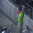 Video: Detroit Tigers fan grabs baseball while holding young daughter
