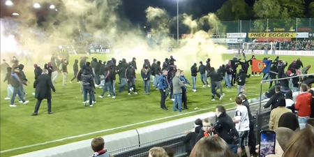 Video: FC Basel fans storm pitch & act the b*llocks following championship win