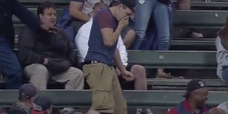 Video: Baseball fan gets hit in the face after failing to catch ball