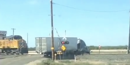 Video: Watch as a train absolutely destroys a truck
