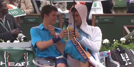 Video: Novak Djokovic chills with ball boy during rain delay