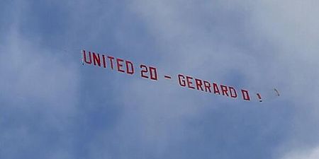 Pic: Manchester United fly a pointless message aimed at Steven Gerrard over Anfield