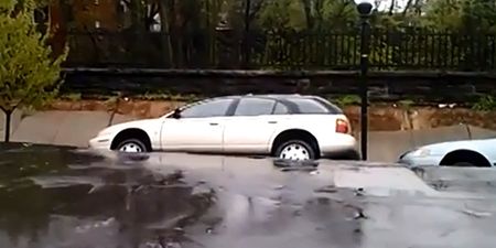 Video: Incredible footage of cars being swallowed in a landslide in Baltimore