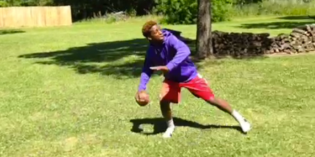 Video: Watch an incredibly fast wide receiver catch his own Hail Mary pass