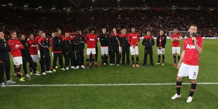 Video: A teary Ryan Giggs gives an emotional address on the pitch at Old Trafford