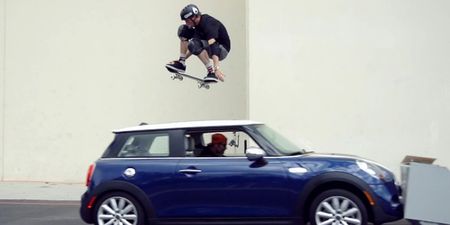 Video: Watch as skateboarding superstar Tony Hawk jumps over a moving car and lives to tell the tale