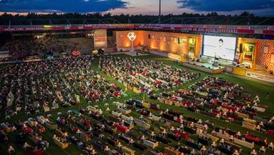 Pics: German football stadium turned into massive living room for watching World Cup matches
