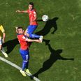 Vine: Brazil’s Fred and Chile’s Gary Medel had a bust up at half-time