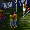 Vine: How is David Luiz still being credited with this goal for Brazil