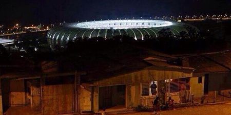 Pic: This image of the Maracana shows the darker side of Rio outside the stadium
