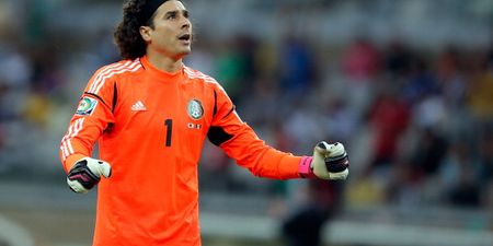 Chicago Town Take Away Slice of the Action: Mexico’s Guillermo Ochoa makes a save of the tournament contender against Brazil